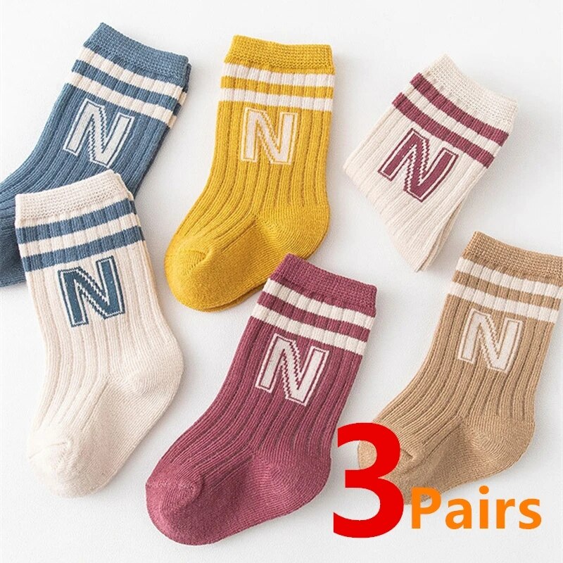 3 Pairs Baby Letter Socks Knit - Baby Sock Oximeter avaliação e preço
