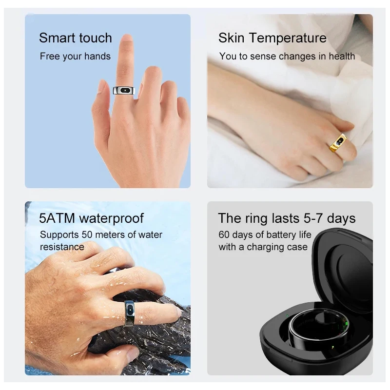 Smart Ring with Charging Case  - Temperature Ring Skin avaliação e preço