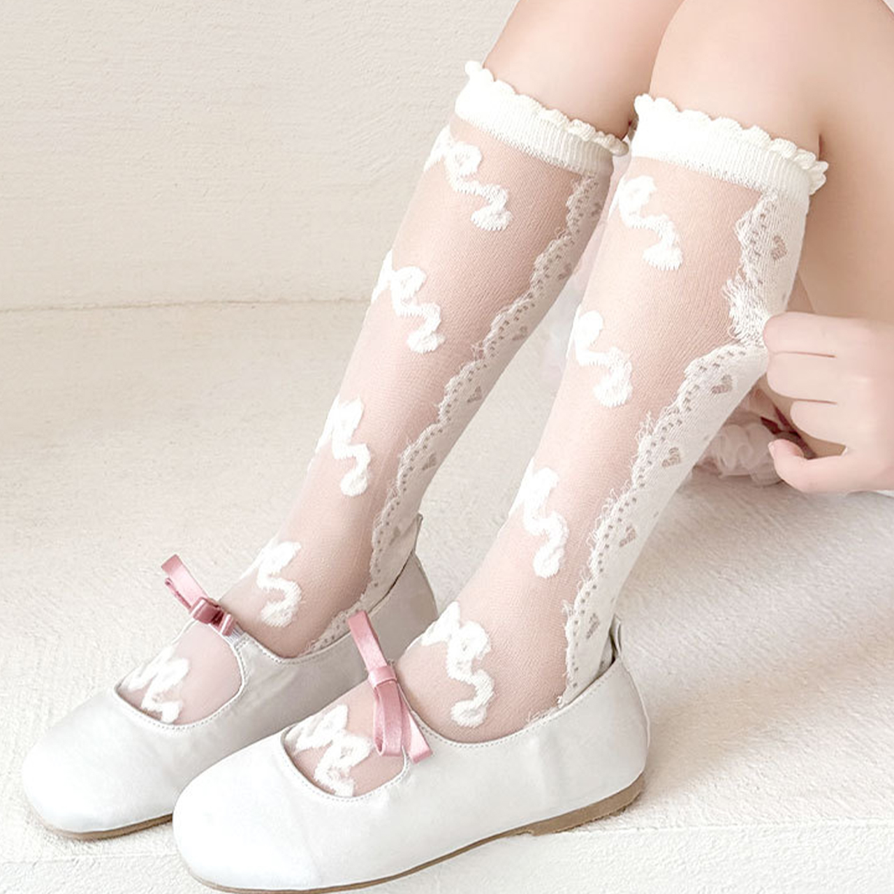 3 Pairs Lace Bow Baby Girl Lon - Baby Sock Oximeter avaliação e preço