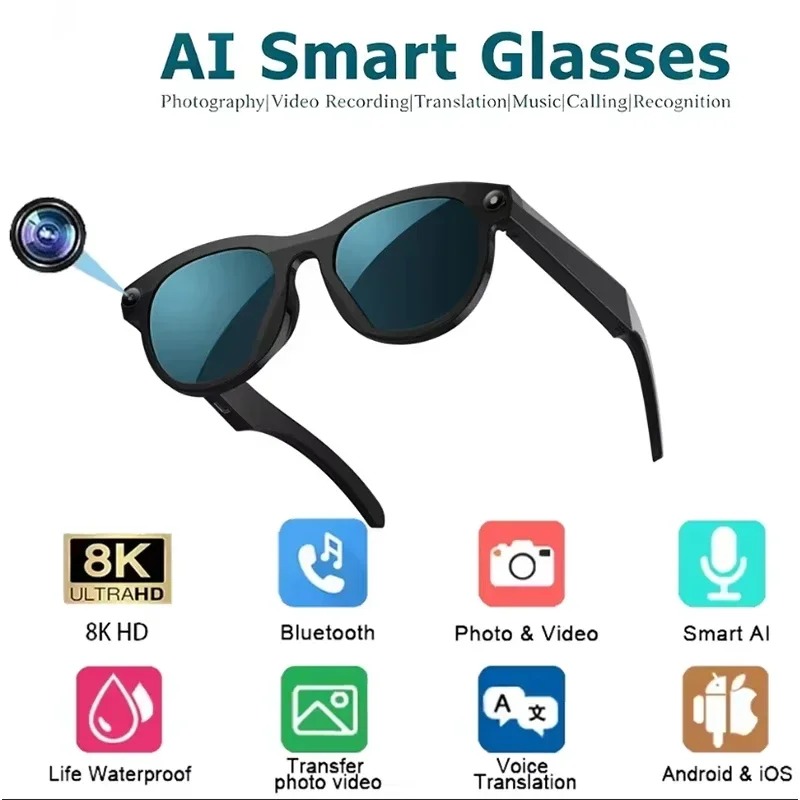 8KHD Smart AI Glasses Color Ch - Smart Glasses Lens avaliação e preço