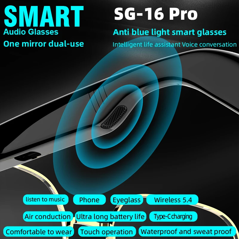 Lenovo New SG-16 Pro Smart Aud - Smart Glasses Lens avaliação e preço