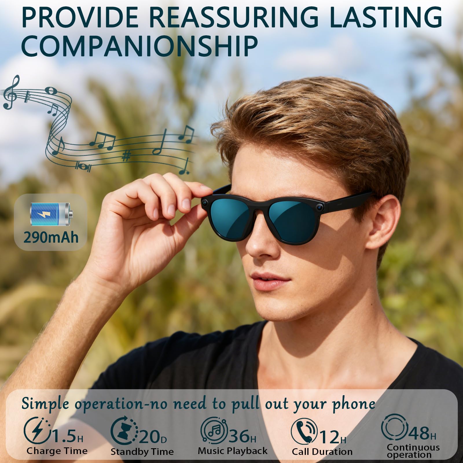 Black Smart Ai Glasses for Men - Smart Glasses Lens avaliação e preço