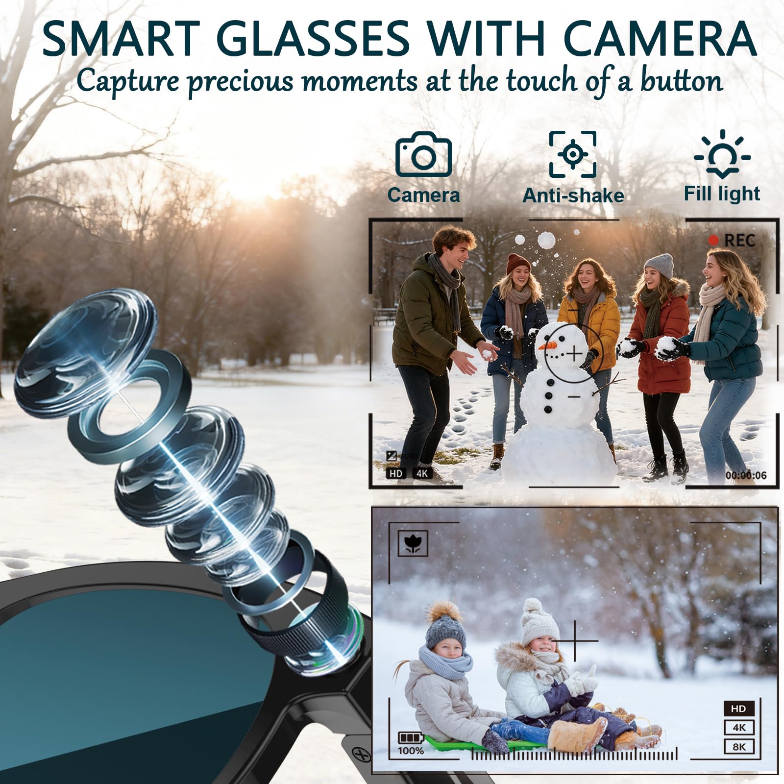 Black Smart Ai Glasses for Men - Smart Glasses Lens avaliação e preço