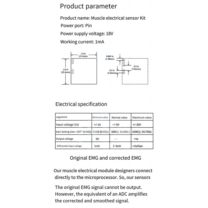 B50B-3X Muscle Electrical Sens - Muscle Sensor Emg avaliação e preço
