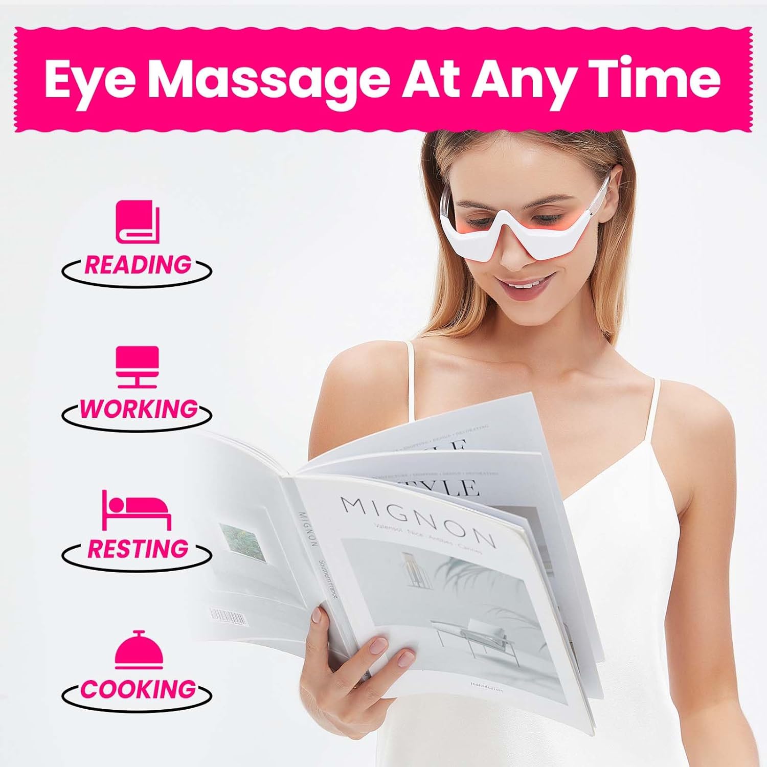 Microcurrent EMS Eye Massager  - Light Therapy Glasses avaliação e preço