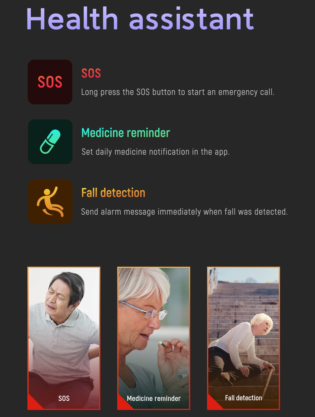 Fall Detection Smart Watch For - Fall Detection Watch avaliação e preço